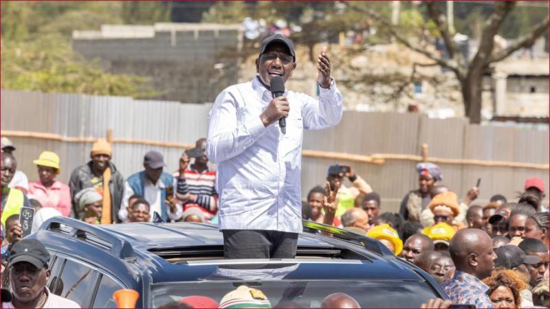 President William Ruto speaking in a past political rally.